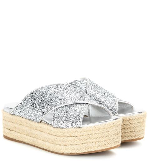 miu miu silver platform heels|Silver Glitter Sandals .